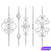 Wrought iron fence No.01 3D Model Vray, Corona