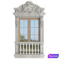Classic frame window 3D Model Vray, Corona