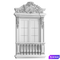 Classic frame window 3D Model Vray, Corona