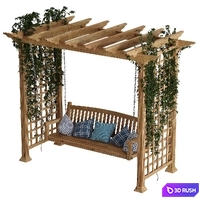 Garden swing pergola 3D Model Vray, Corona