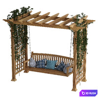 Garden swing pergola 3D Model Vray, Corona