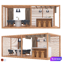 Garden Gazebo Zen Light Double by Exteta 3D Model Vray, Corona