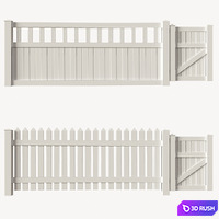 Set of PVC fences + wicket 3D Model Corona