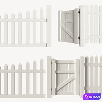 Set of PVC fences + wicket 3D Model Corona