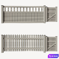 Set of PVC fences + wicket 3D Model Corona