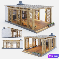 Wooden gazebo with summer kitchen 3D Model Vray, Corona