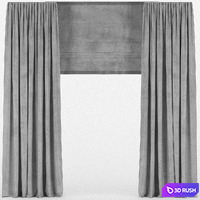 Velvet curtains with roman 3D Model Vray, Corona