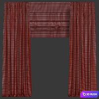 Velvet curtains with roman 3D Model Vray, Corona