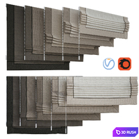 Set of Roman blinds 11 3D Model Vray, Corona