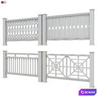 Set of handrails and terrace railing 4 3D Model Vray, Corona