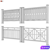 Set of handrails and terrace railing 4 3D Model Vray, Corona