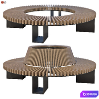 Park bench under a tree round set 04 3D Model Vray, Corona