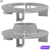 Park bench under a tree round set 04 3D Model Vray, Corona