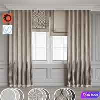Set of curtains 93 3D Model Vray, Corona