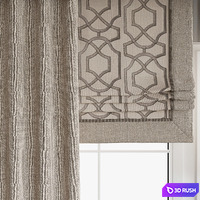 Set of curtains 93 3D Model Vray, Corona