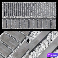 Paving road plate stone pebble n1 / Paving road from slabs with pebbles No. 1 3D Model Vray, Corona