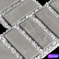 Paving road plate stone pebble n1 / Paving road from slabs with pebbles No. 1 3D Model Vray, Corona