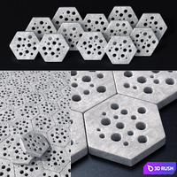 Stone Ngon hole decor n2 / Stone hexagon with holes paving stone decor # 2 3D Model Vray