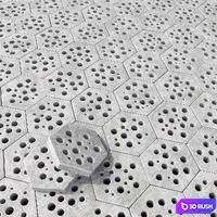 Stone Ngon hole decor n2 / Stone hexagon with holes paving stone decor # 2 3D Model Vray