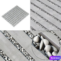 Paving road long plate pabble n2 / Paving road long plate with pebbles No. 2 3D Model Vray