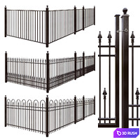 Iron fence set - Hoop and Picket / Puppet Picket / Pool 3D Model Vray, Corona