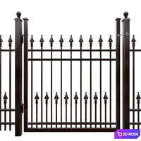 Iron fence set - Hoop and Picket / Puppet Picket / Pool 3D Model Vray, Corona