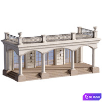 Entrance to the house Porch 3D Model Vray, Corona