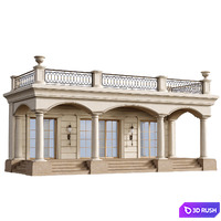 Entrance to the house Porch 3D Model Vray, Corona