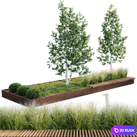 Green benches 3D Model Corona