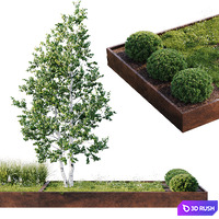 Green benches 3D Model Corona