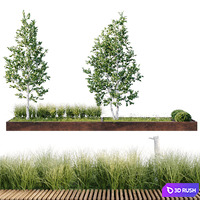 Green benches 3D Model Corona