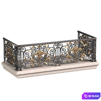 Balcony with classic wrought iron railing 3D Model Vray, Corona