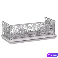 Balcony with classic wrought iron railing 3D Model Vray, Corona