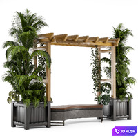 Outdoor Plants on Pergola - Garden Set 138 3D Model Vray, Corona