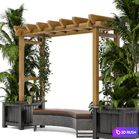 Outdoor Plants on Pergola - Garden Set 138 3D Model Vray, Corona