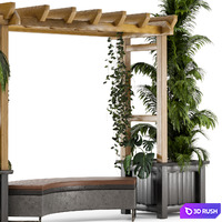 Outdoor Plants on Pergola - Garden Set 138 3D Model Vray, Corona
