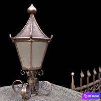 Iron gates arched driveway 3D Model Vray, Corona