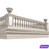 Classic balcony with balustrade. Classic balcony balustrade 3D Model Vray, Corona