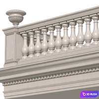 Classic balcony with balustrade. Classic balcony balustrade 3D Model Vray, Corona