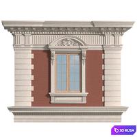 Classic facade with rusticated stone. Fasad classical 3D Model Vray, Corona