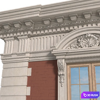 Classic facade with rusticated stone. Fasad classical 3D Model Vray, Corona