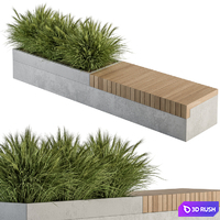 Urban Furniture / Architecture Bench with Plants- Set 12 3D Model Vray, Corona