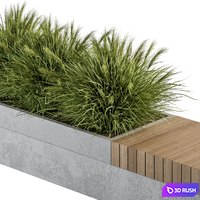 Urban Furniture / Architecture Bench with Plants- Set 12 3D Model Vray, Corona