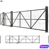 Sliding industrial mesh gates 3D Model Vray, Corona