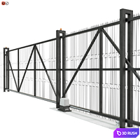 Sliding industrial mesh gates 3D Model Vray, Corona