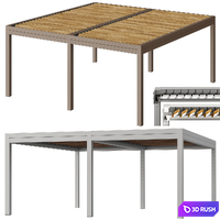 Metal pergola gazebo canopy with roller shutters 3D Model Vray, Corona