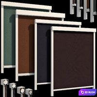 Roller blinds set 3D Model Vray, Corona