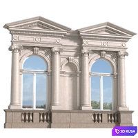 Classic facade with pediment 3D Model Vray, Corona