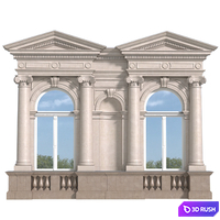 Classic facade with pediment 3D Model Vray, Corona
