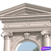 Classic facade with pediment 3D Model Vray, Corona